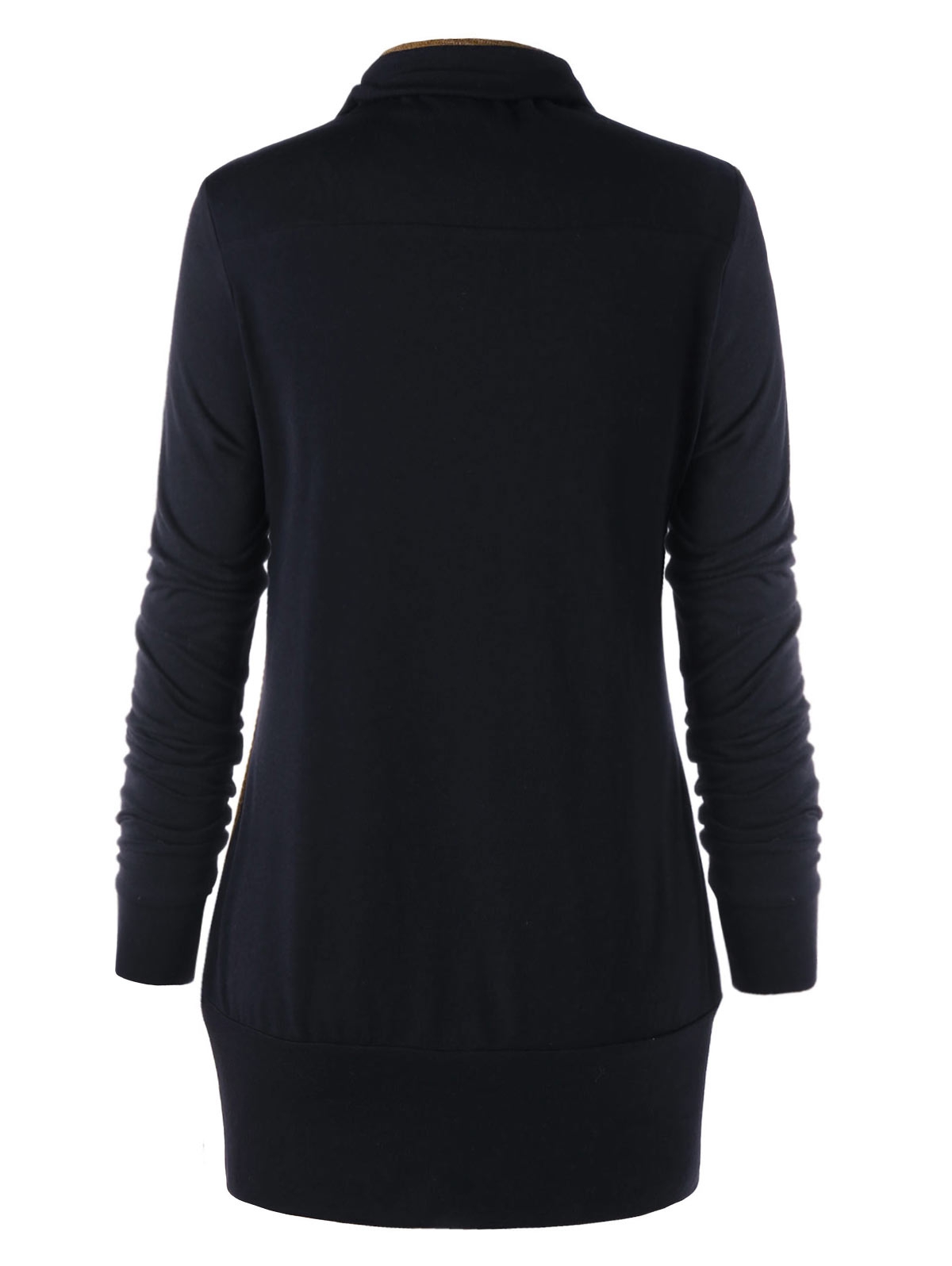 Details about Plus Size Heap Collar Tunic Sweatshirt with Buttons.