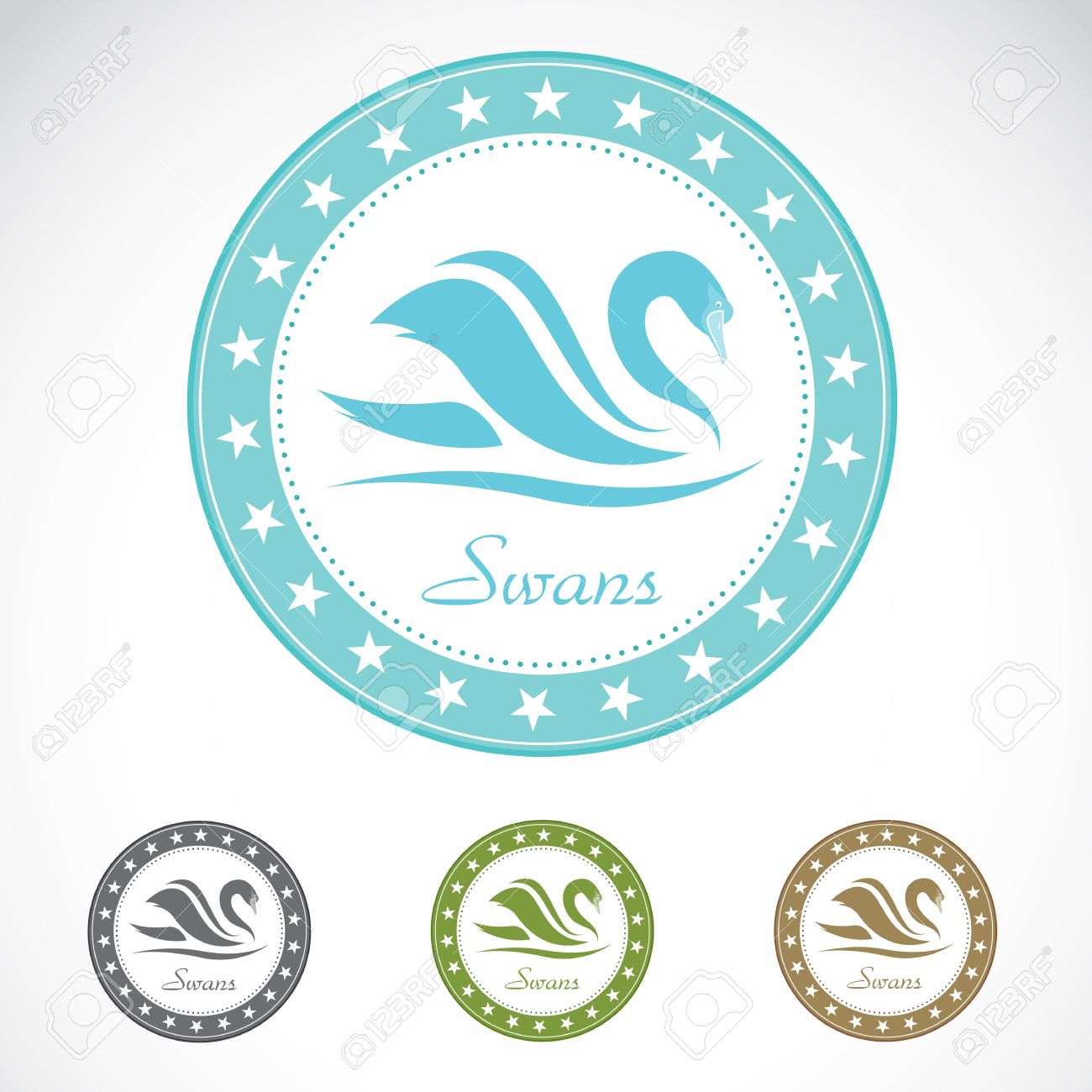 Set Of Vector Swan Label On White Background Royalty Free Cliparts.