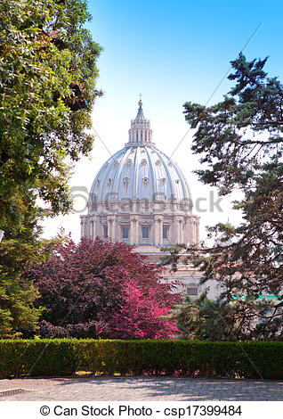 Pictures of View at the St Peter's Basilica from the Vatican.