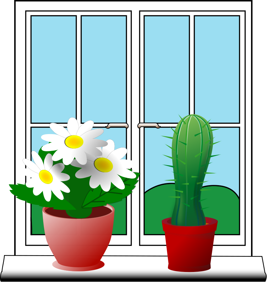 Window With Flowers Clipart.