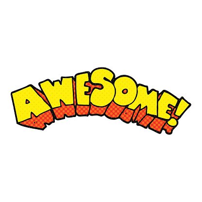 Cartoon Word Awesome premium clipart.