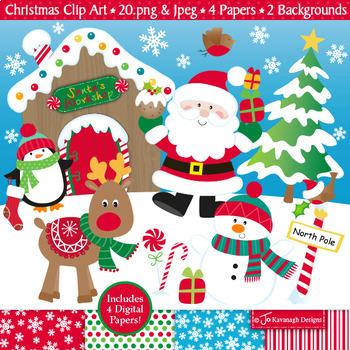 Christmas Clipart / Christmas Theme Clip Art / Holidays Clipart / Santa (C4).