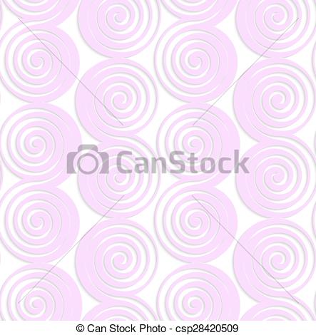 Vector Clipart of White colored paper pink spirals with thickening.