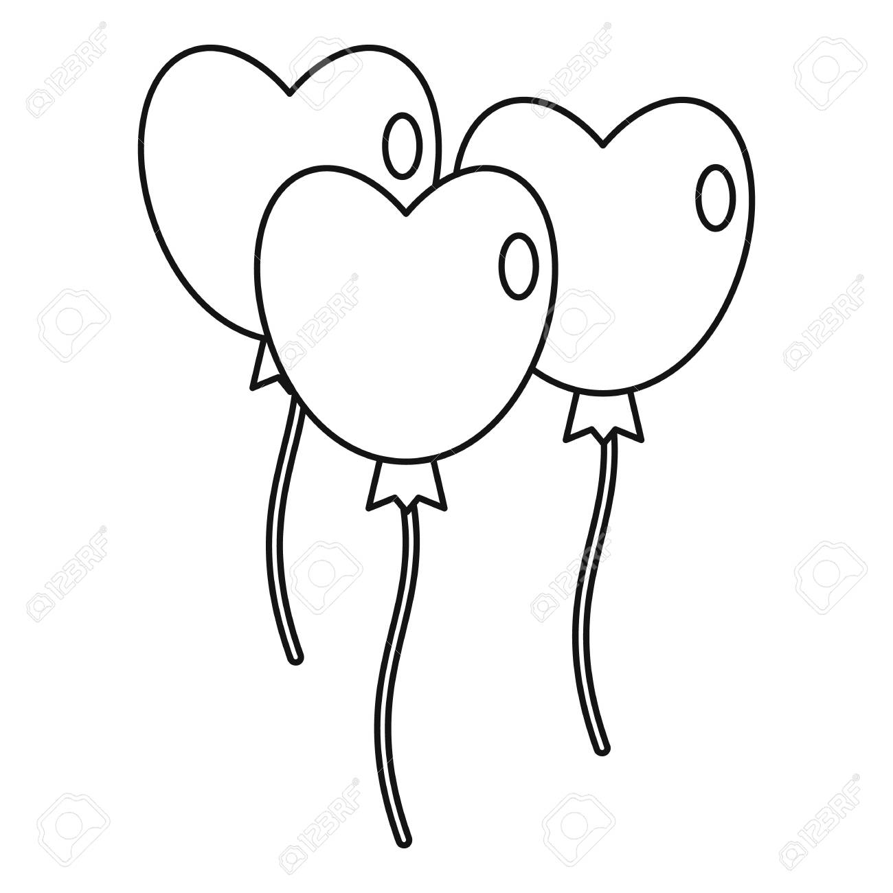 Heart Balloons Clipart Black And White.