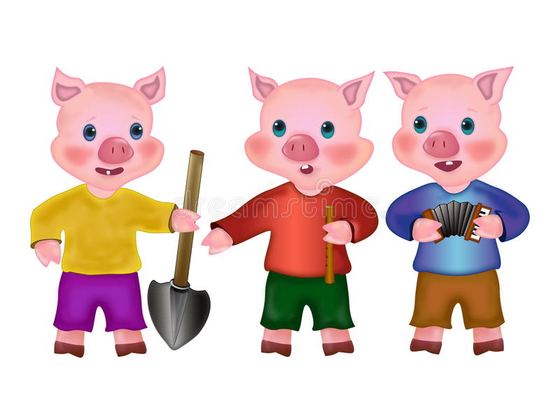 Three Little Pigs Characters Clipart.