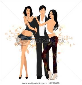 Free Clipart Image: Attractive Women with a Man In a Suit.