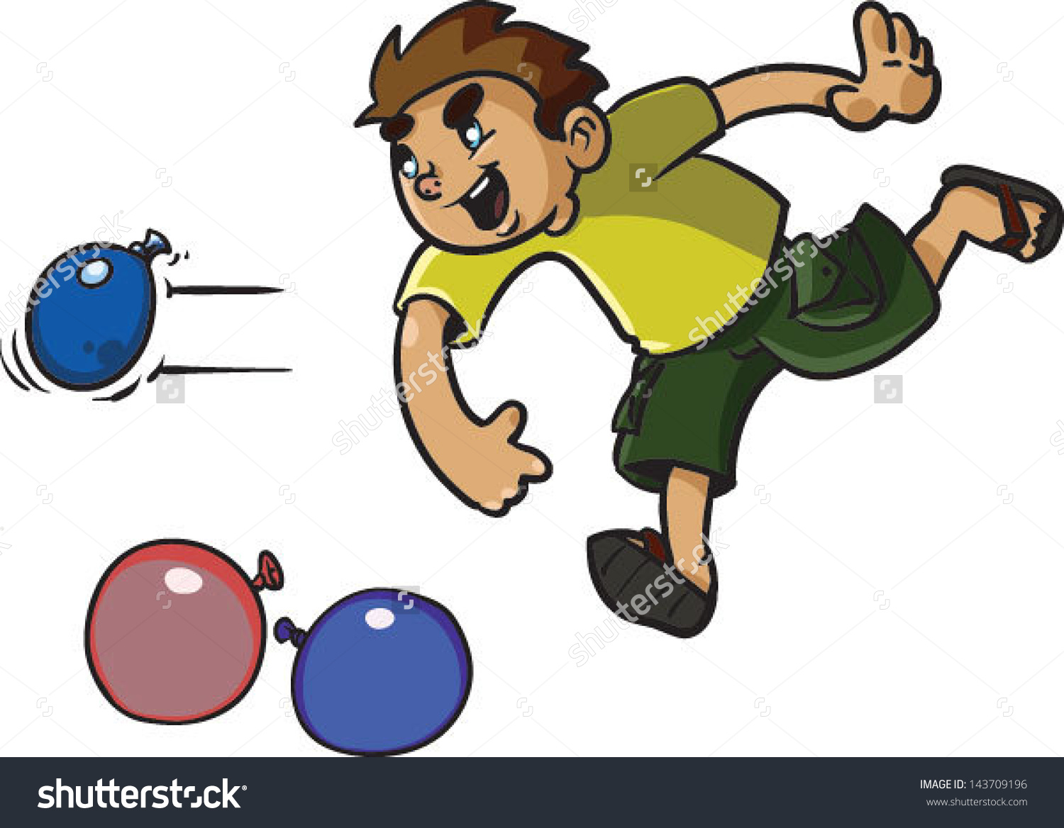 Cute Kids Throwing Water Balloons Vector Stock Vector 143709196.