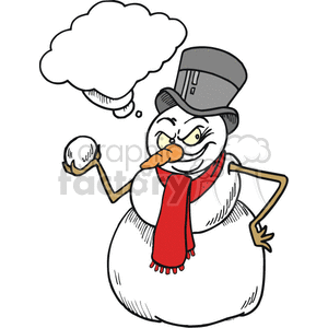 Snowman getting ready to throw a snowball clipart. Royalty.
