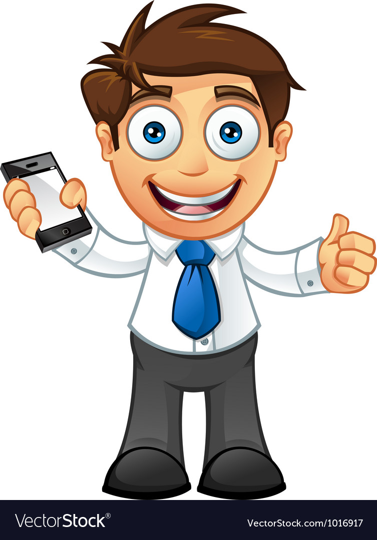 Business Man Thumbs Up With Mobile.