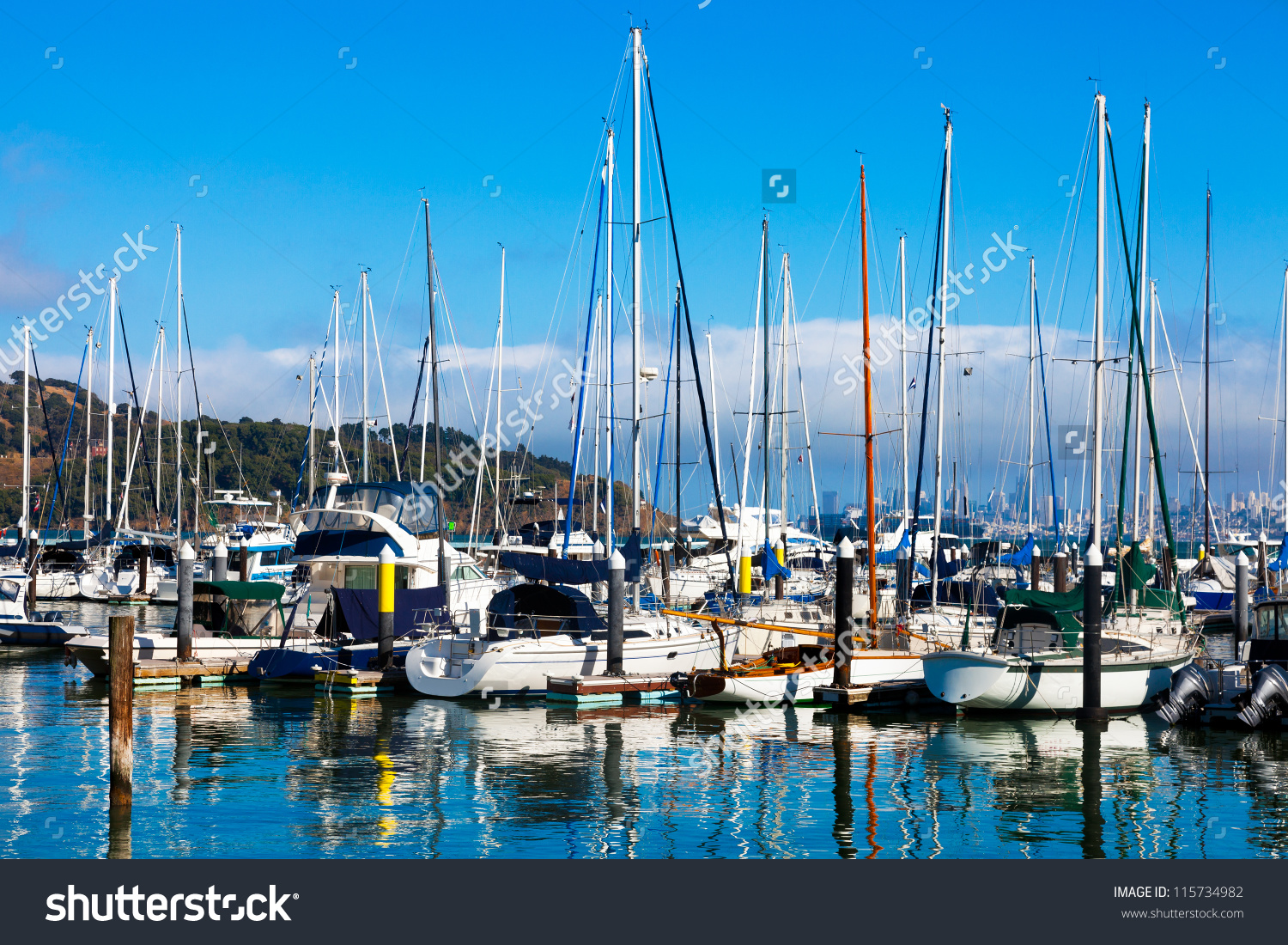 Tiburon California Yacht Harbor San Francisco Stock Photo.