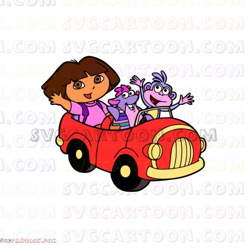 Dora and Tico the Squirrel and Boots in the car svg dxf eps.