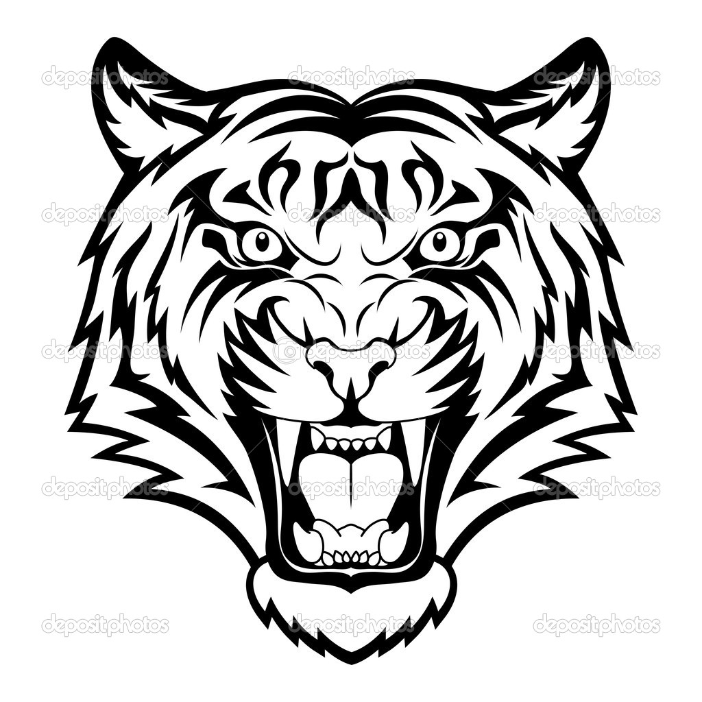 Tiger Face Clipart Black.