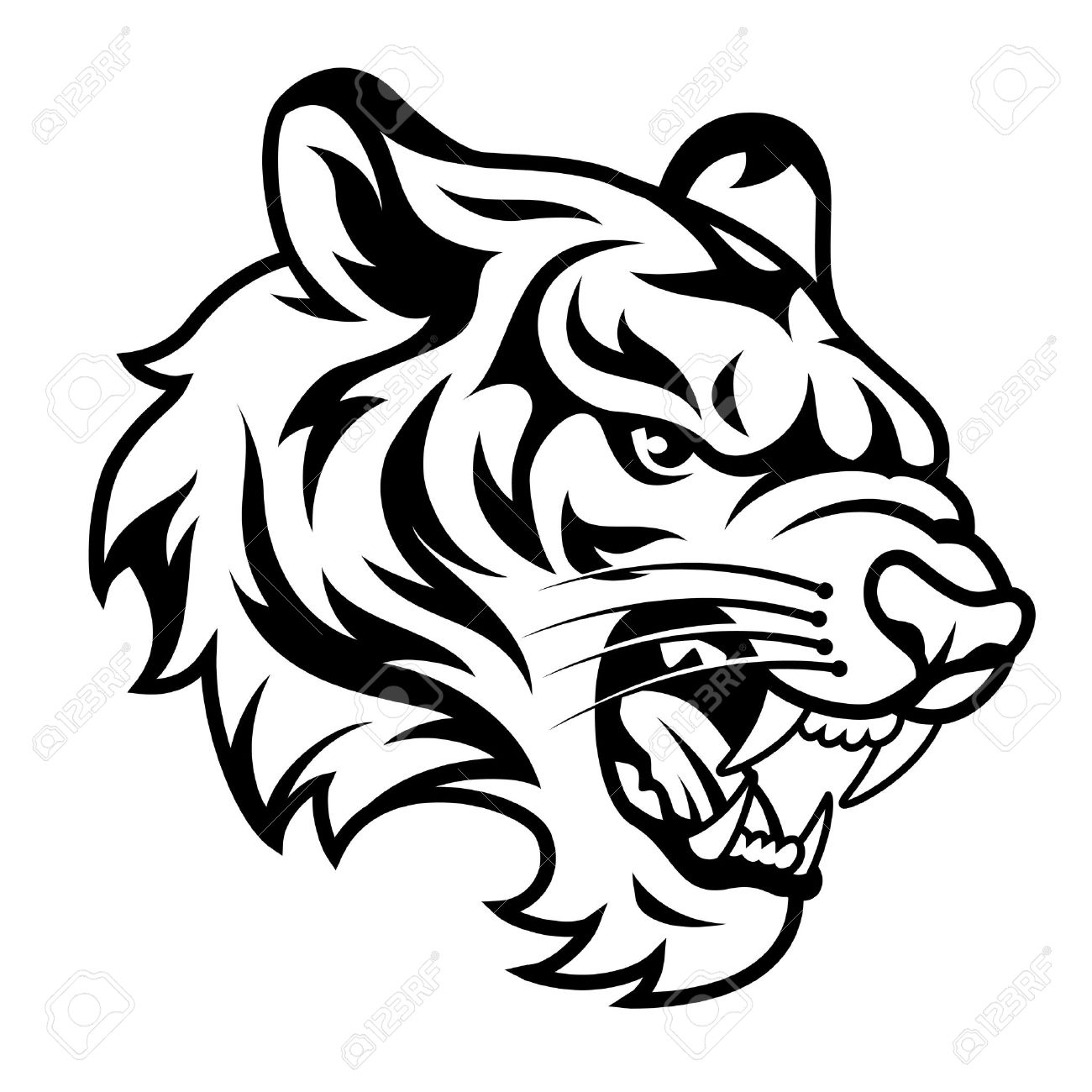 Tiger Clipart Black And White.