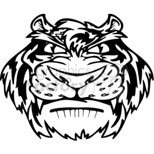 black and white cartoon tiger mascot clipart. Royalty.
