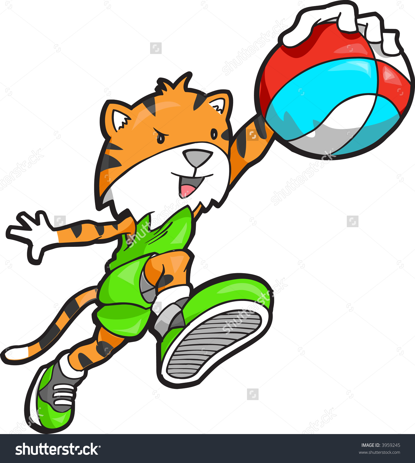 Tiger Basketball Player Vector Illustration.