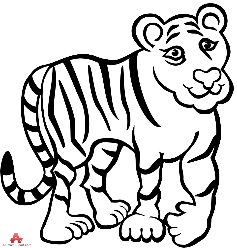 Tiger clipart black and white Best of Tiger black and white.