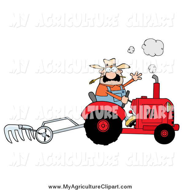 Vector Cartoon Agriculture Clipart of a White Male Farmer Waving.