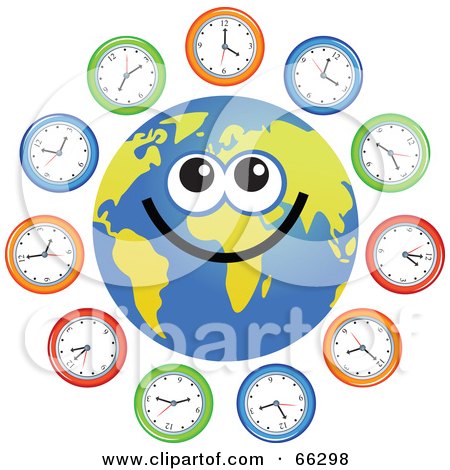 Cartoon Face, Hands and Wall Clocks Posters, Art Prints by Vector.