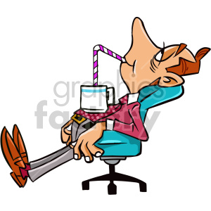 tired man sitting in office chair cartoon character clipart. Royalty.