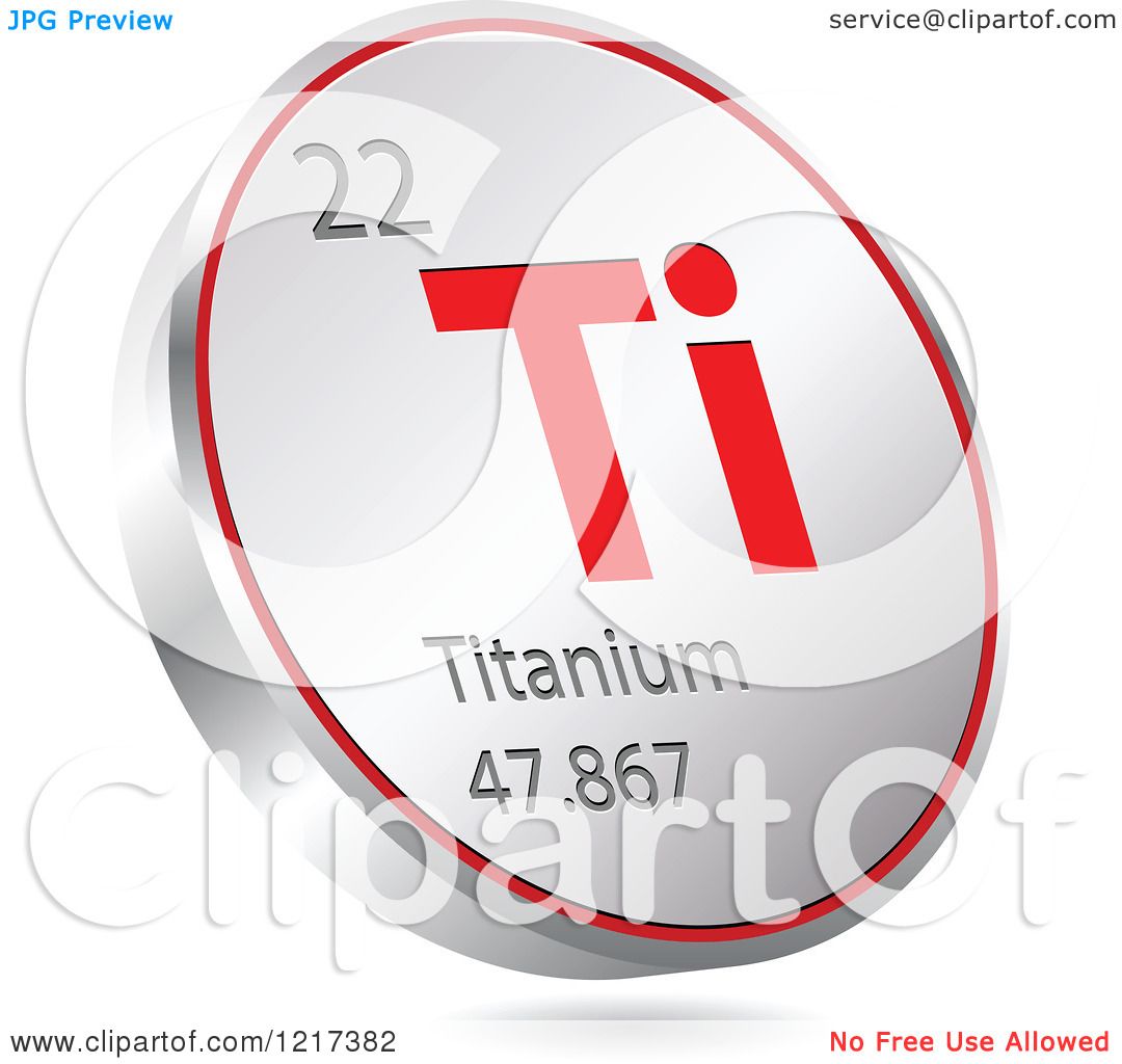 Clipart of a 3d Floating Round Red and Silver Titanium Chemical.