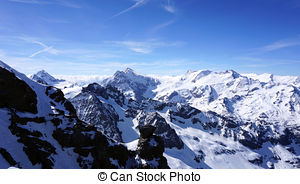 Picture of Titlis snow mountains peak horizontal, Switzerland.