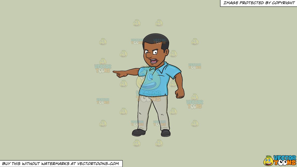Clipart: An Angered Black Man Asking Someone To Leave on a Solid Pale  Silver C6Ccb2 Background.