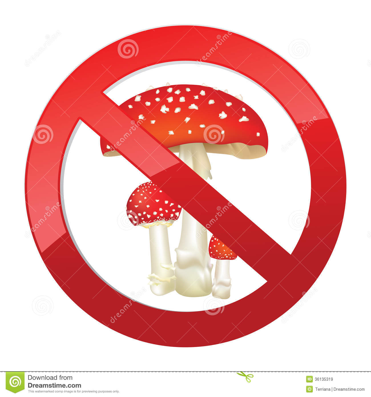 No Dangerous Toxin Sign. Toadstool Mushroom Royalty Free Stock.