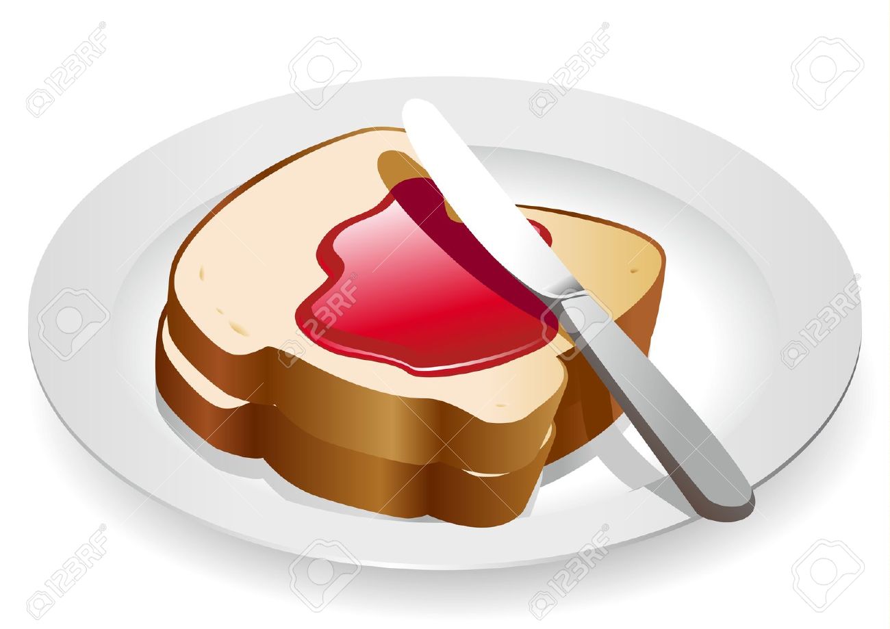 Toast and jam clipart.