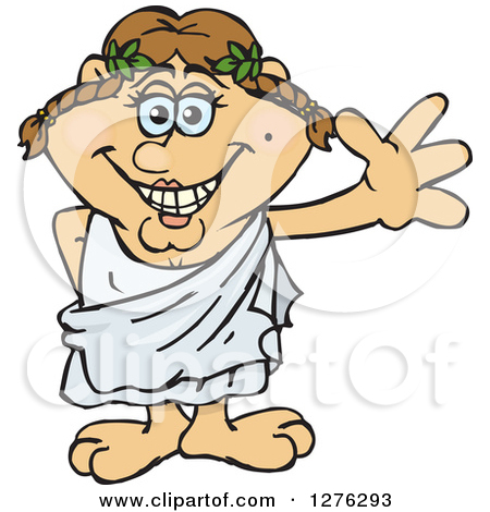 Clipart of a Happy Greek Woman in a Toga.
