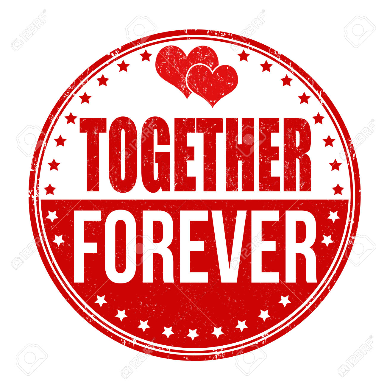 Together Forever Grunge Rubber Stamp On White Background, Vector.