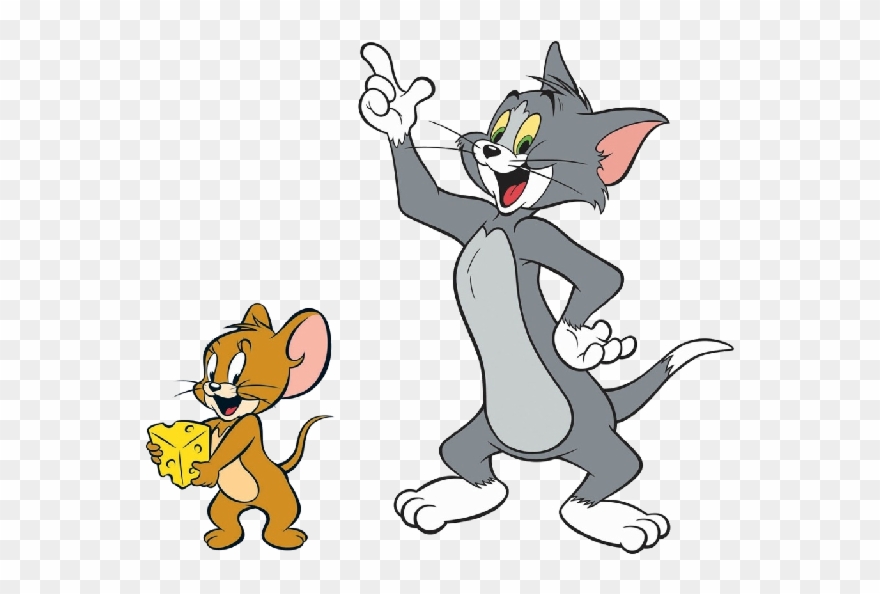 Cartoon Characters Tom And Jerry Brain Outline Thinking.