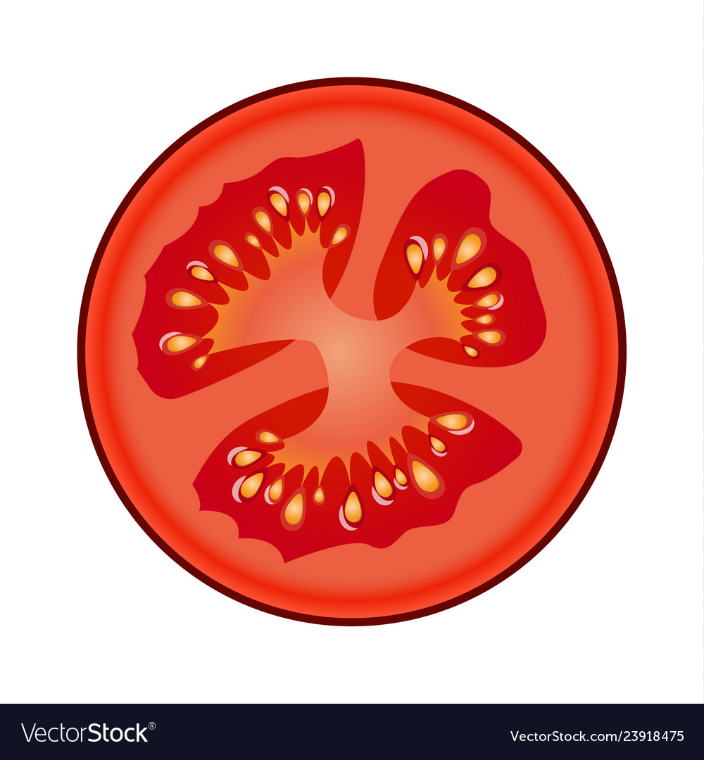 Fresh red tomato slice isolated on white.