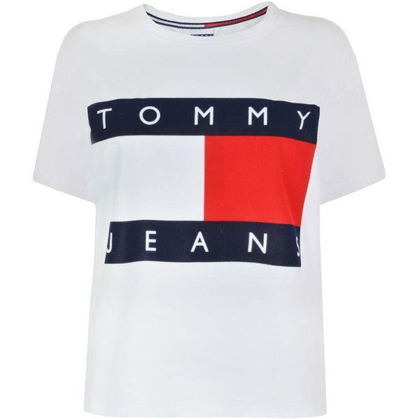 Tommy Jeans Flock T Shirt ($45) ❤ liked on Polyvore.