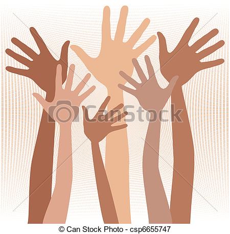 Different color skin tones clipart.