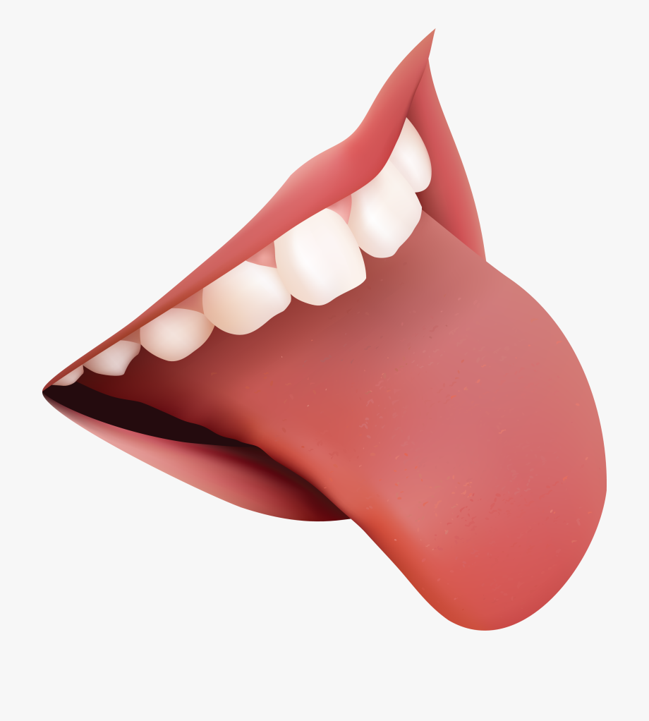 Язык на прозрачном фоне. Рот на белом фоне.