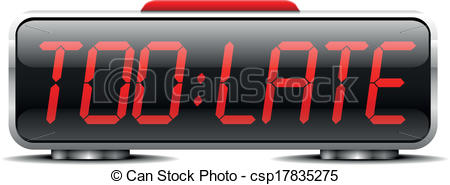 Vectors Illustration of digital alarm clock too late.