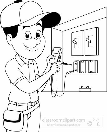 Electrician clipart black and white, Electrician black and.
