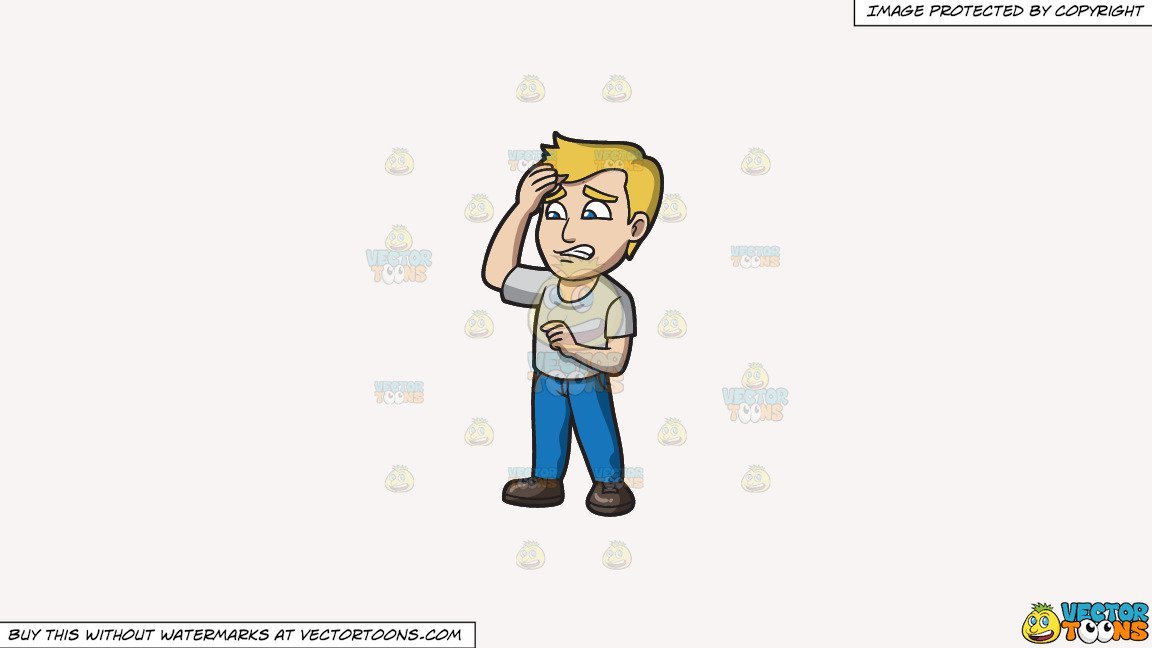 Clipart: A Worried Father on a Solid White Smoke F7F4F3 Background.