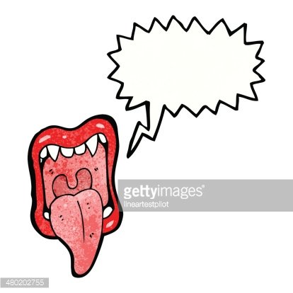 cartoon shouting mouth with sticking out tongue Clipart.