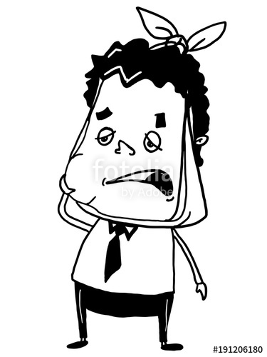 cartoon man toothache illustration black white\