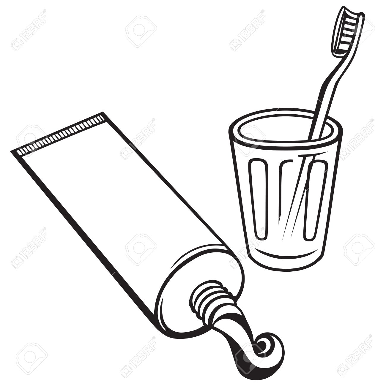 Toothpaste Clip Art Black And White Sketch Coloring Page