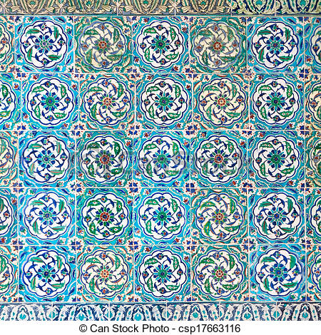Clipart of Oriental mosaic detail in Topkapi Palace, Istanbul.