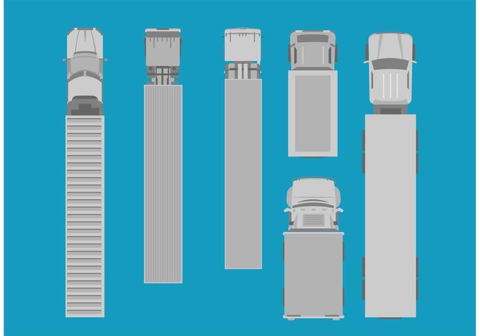 Freight Trucks Aerial View Set.