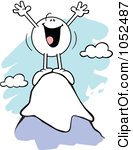 Happy at the top of a mountain clipart.