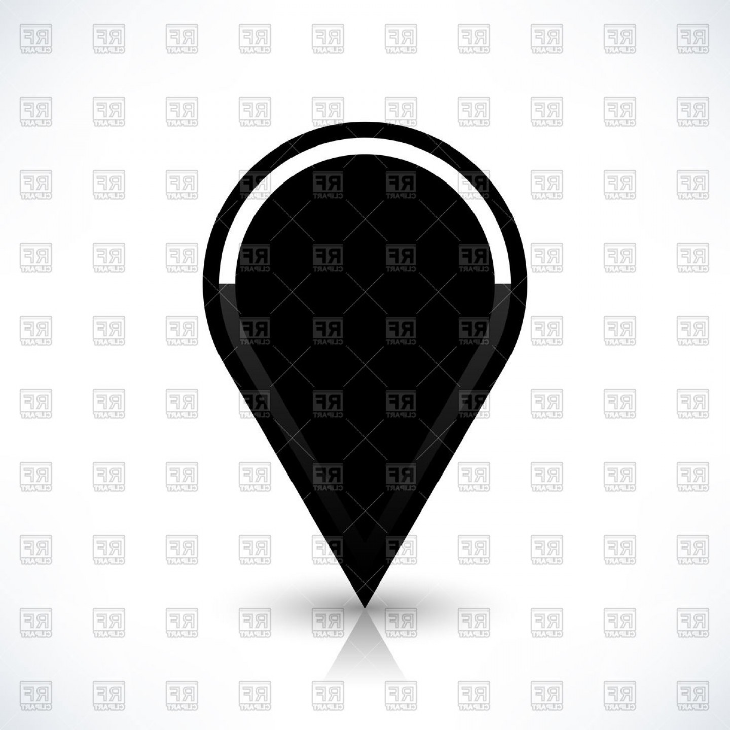 Top Drop Shaped Black Map Pin Vector Clipart Layout.