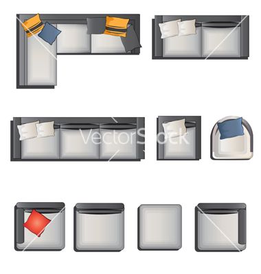 Furniture top view view set 6 vector  in 2019.
