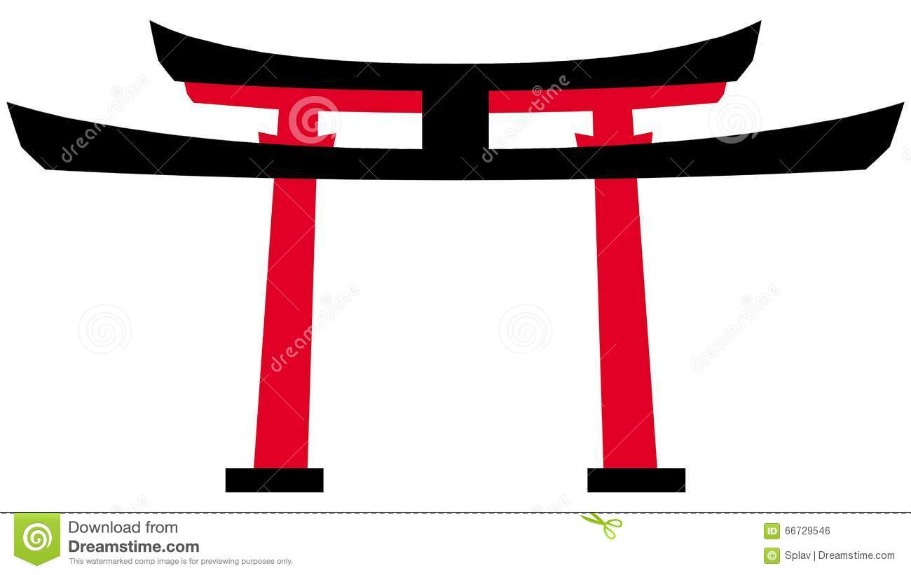 Japan Traditional Gate Torii Stock Illustration.