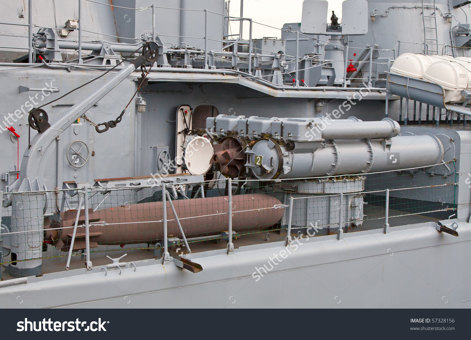 Torpedo Tubes On Modern Battleship Stock Photo 57328156.