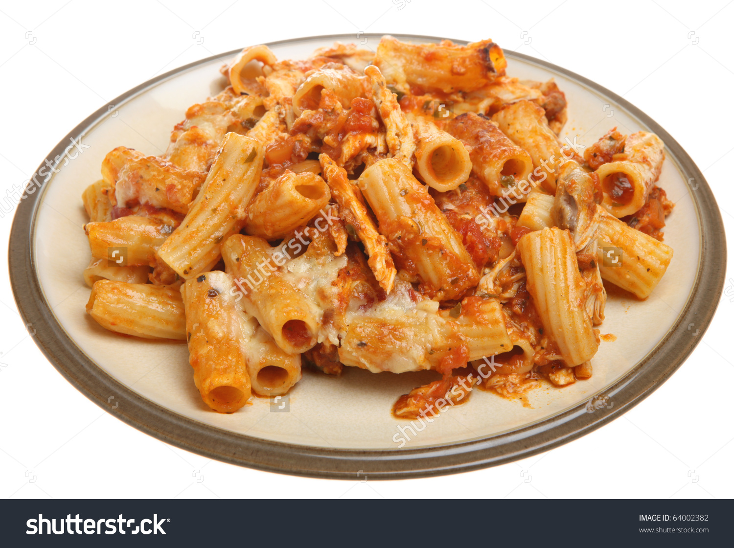 Baked Rigatoni Pasta Tomato Sauce Chicken Stock Photo 64002382.