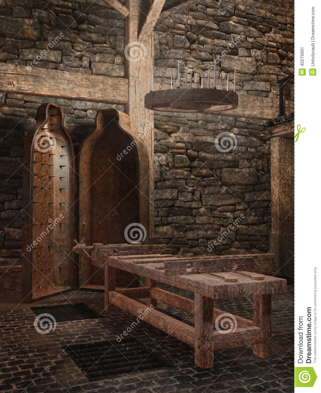 Medieval Torture Chamber Stock Illustration.